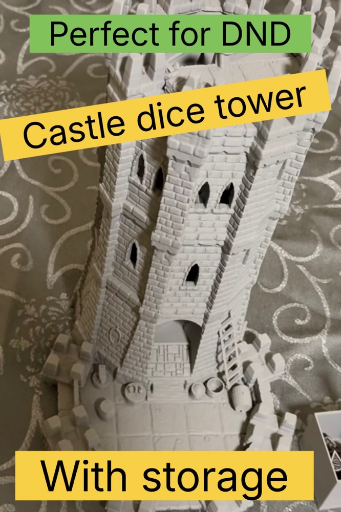 Castle Dice Tower with Storage Tray DnD Dice Roller Tabletop RPG Terrain