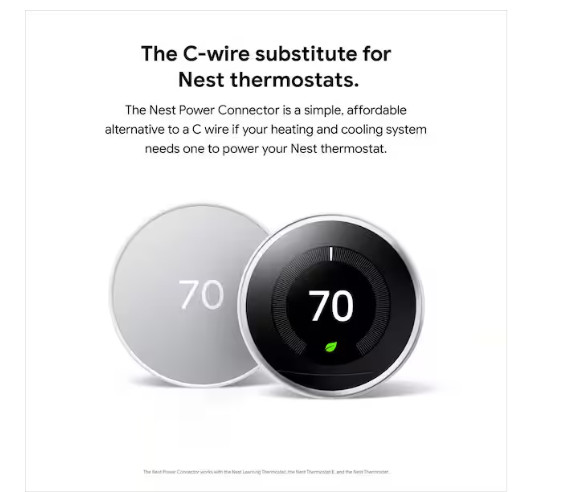 Google Nest Power Connector - C-Wire Substitute for Home System Without C Wire