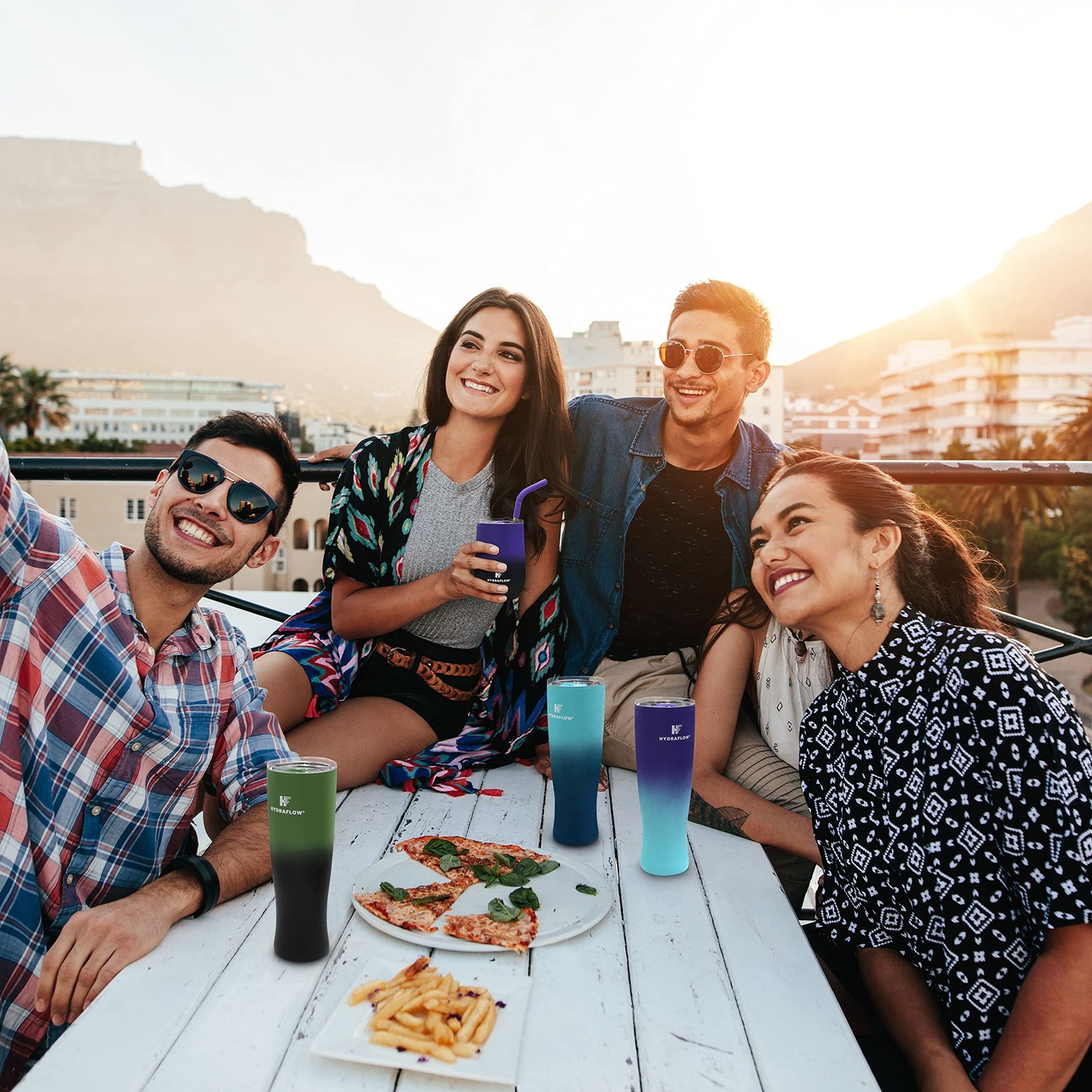 HYDRAFLOW Capri - 30oz Tumbler with Straw - Triple Wall Vacuum Insulated Tumb...