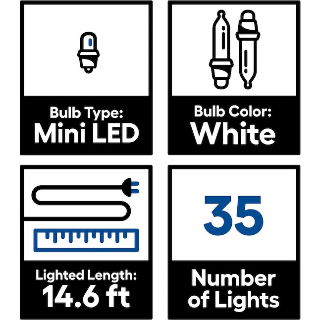 Holiday Living 35-Count 14.58-ft Multi-function White LED Lights Battery & Timer