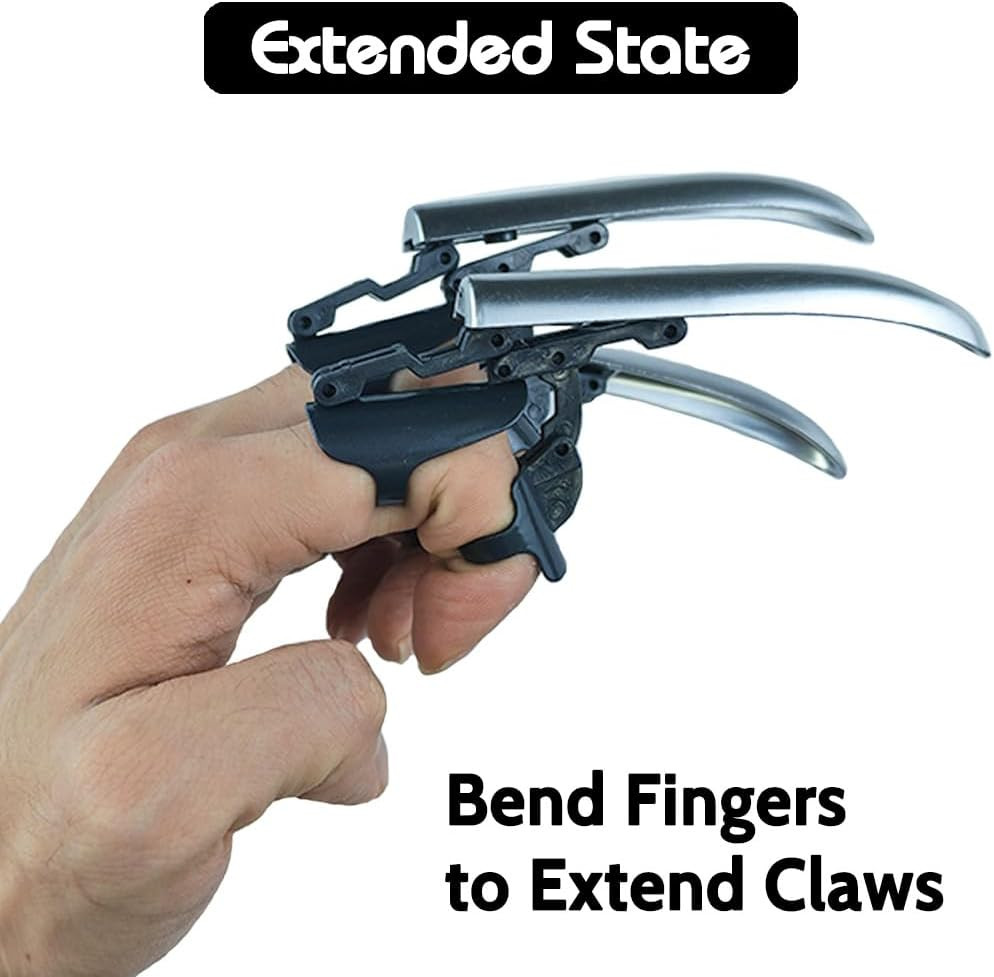 Retractable Wolverine Claws for Adult Kids Mechanical Plastic Silver Wolve Claws