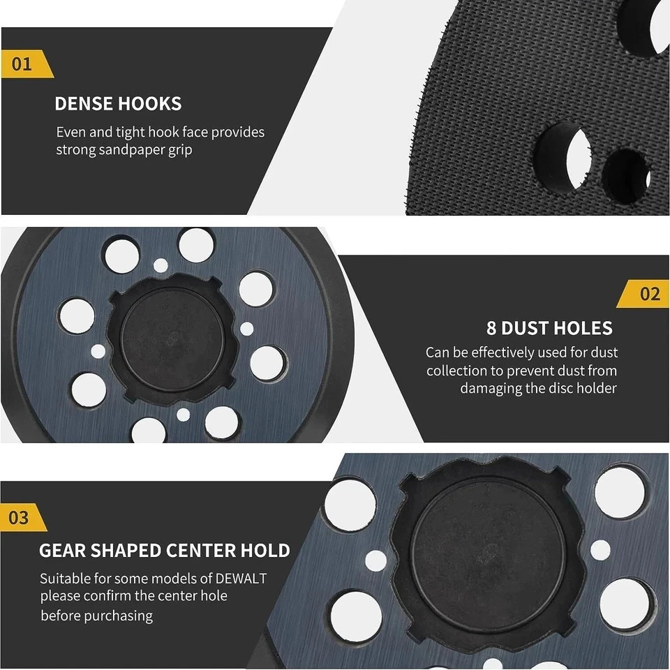 5" 8-Hole Orbital Sander Pad Replacement Hook Loop for Dewalt DWE64233 N329079