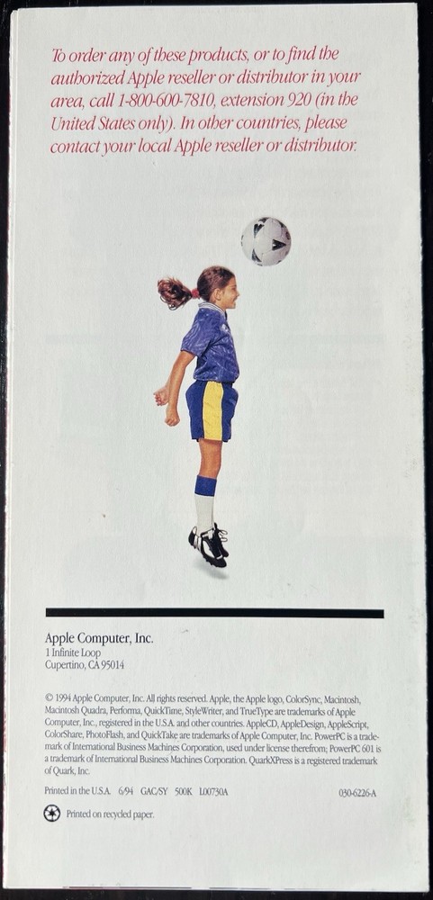 Apple Computer 1994 Vintage Advanced Mutimedia Brochure