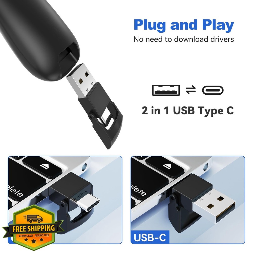 Wireless Presentation Clicker Remote w/ 4 Cases for PowerPoint Mac PC
