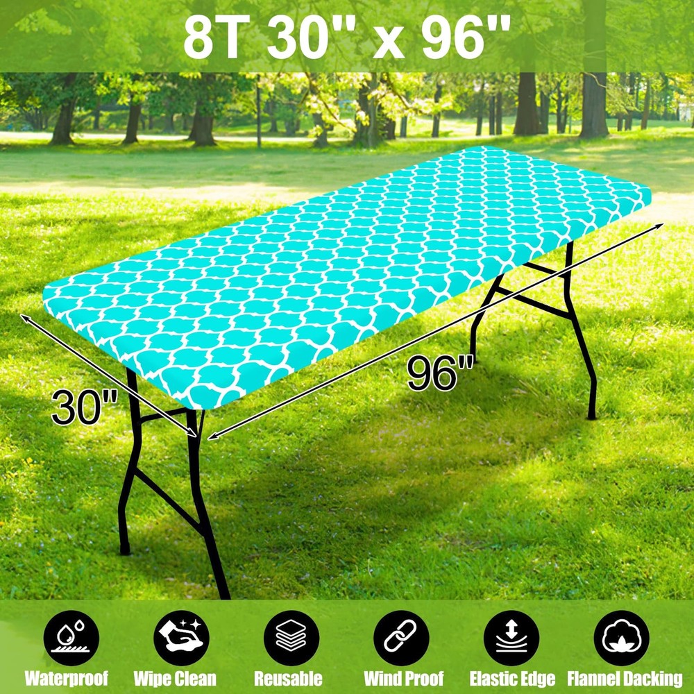 Smiry Rectangle Picnic Table Cover, Waterproof 96" x 30" (Rectangular), Teal