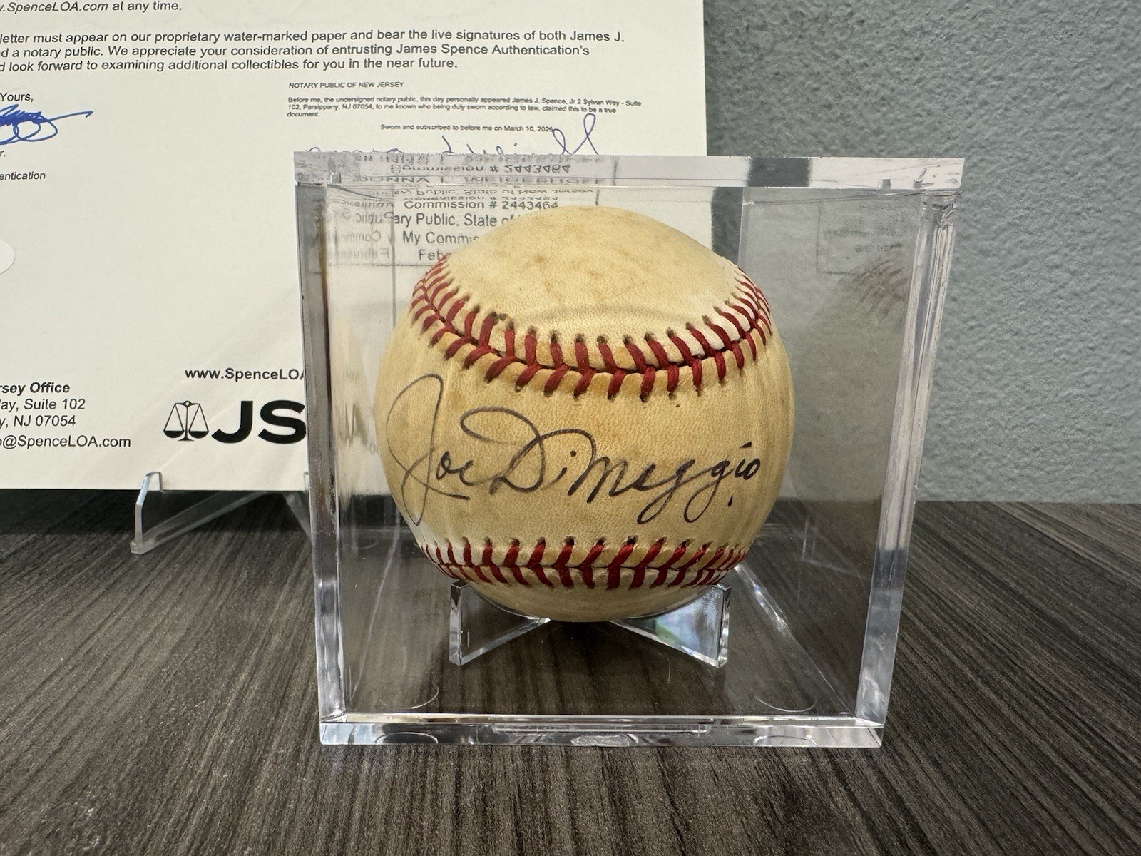 Joe DiMaggio Autographed Rawlings Baseball JSA COA ZZ29551