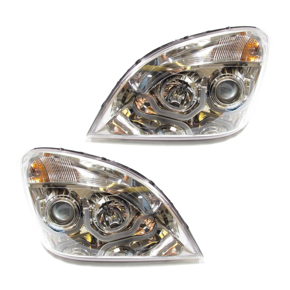 Chrome Housing Projector Headlights for Freightliner Cascadia - Both Sides