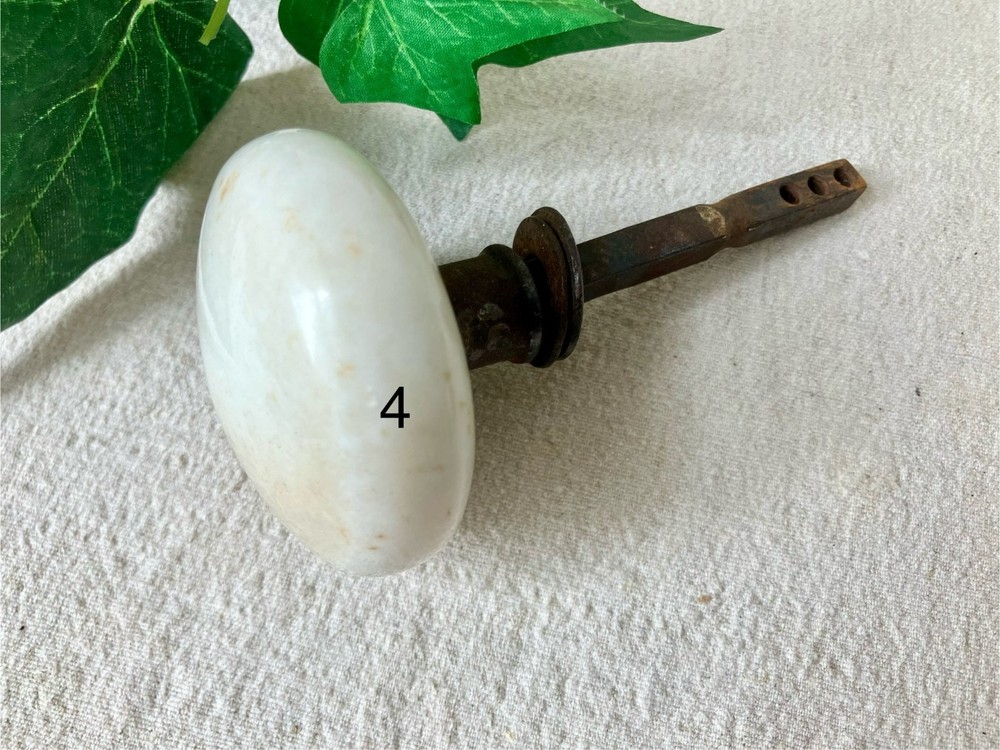 7 VTG Door Knobs White Porcelain Hardware Crafting Replacement As Found