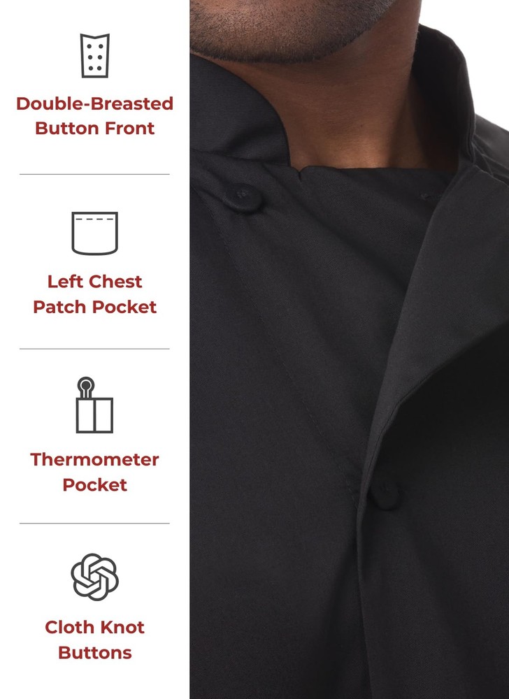 Men Montreal Cool Vent Chef Coat Black Medium Professional Kitchen Jacket