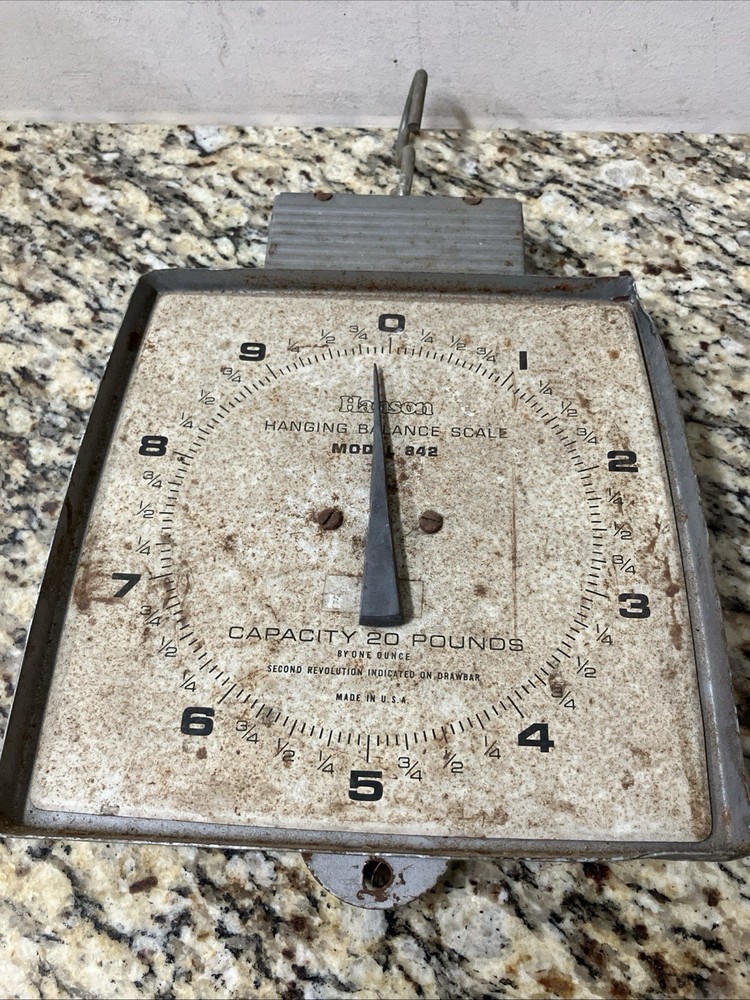 VINTAGE HANSON HANGING SCALE MODEL 842 RUSTIC KITCHEN