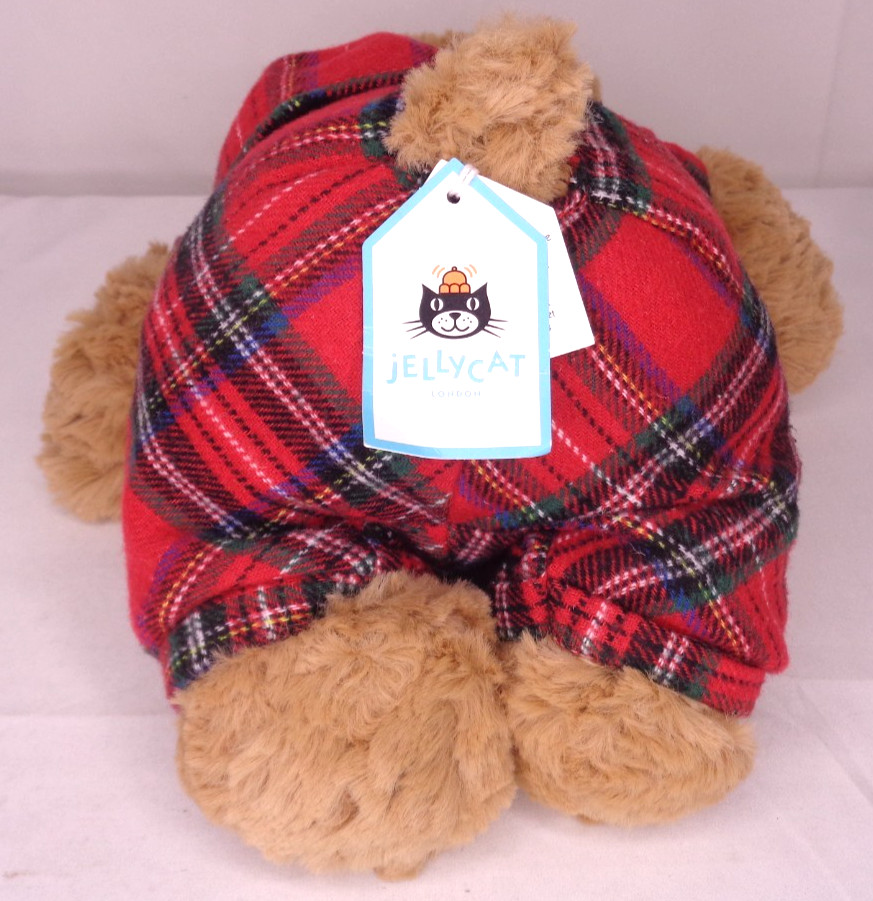 Jellycat Bedtime Bartholomew Bear Plush with Plaid Pajamas NEW NWT BARM3BED