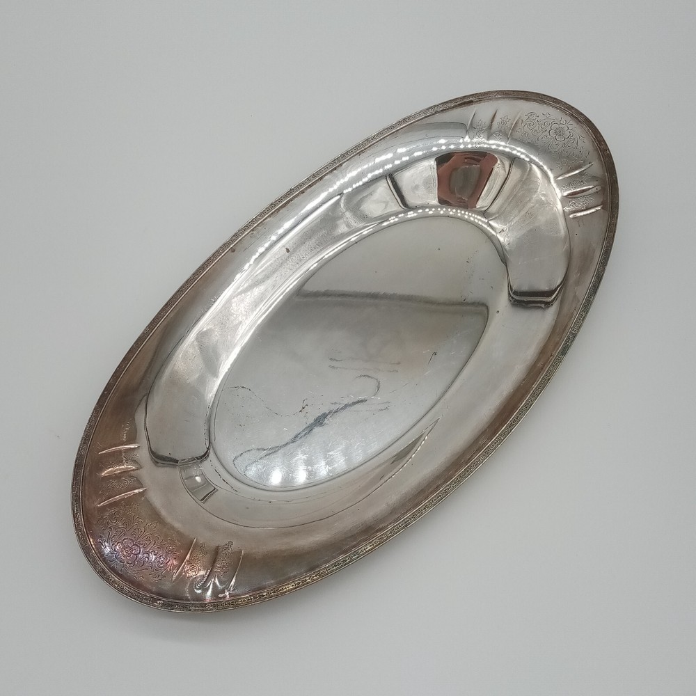 Vintage Heirloom Silverplated Oval Bread Serving Tray