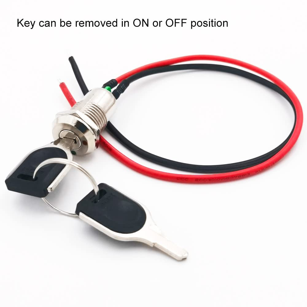 12Mm On/Off Metal Key Lock Switch Prewired Key Switch Lock Maintained Latching K