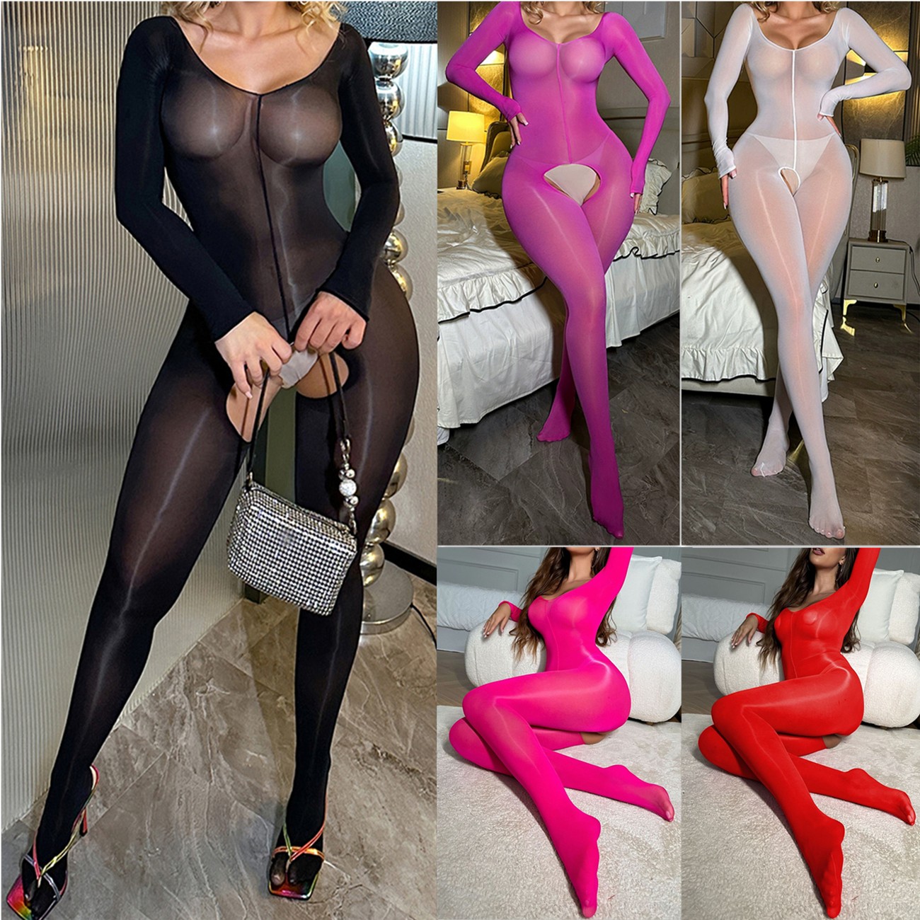 Women Sexy Body Stocking Lingerie Nylon Bodysuit Nightwear Sleepwear Plus Size