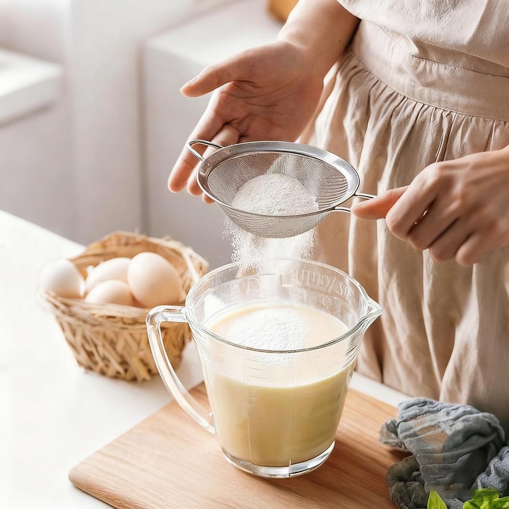 3Pcs Fine Mesh Strainer W/ Handle Small Medium Large Size Sieve Strainers Set