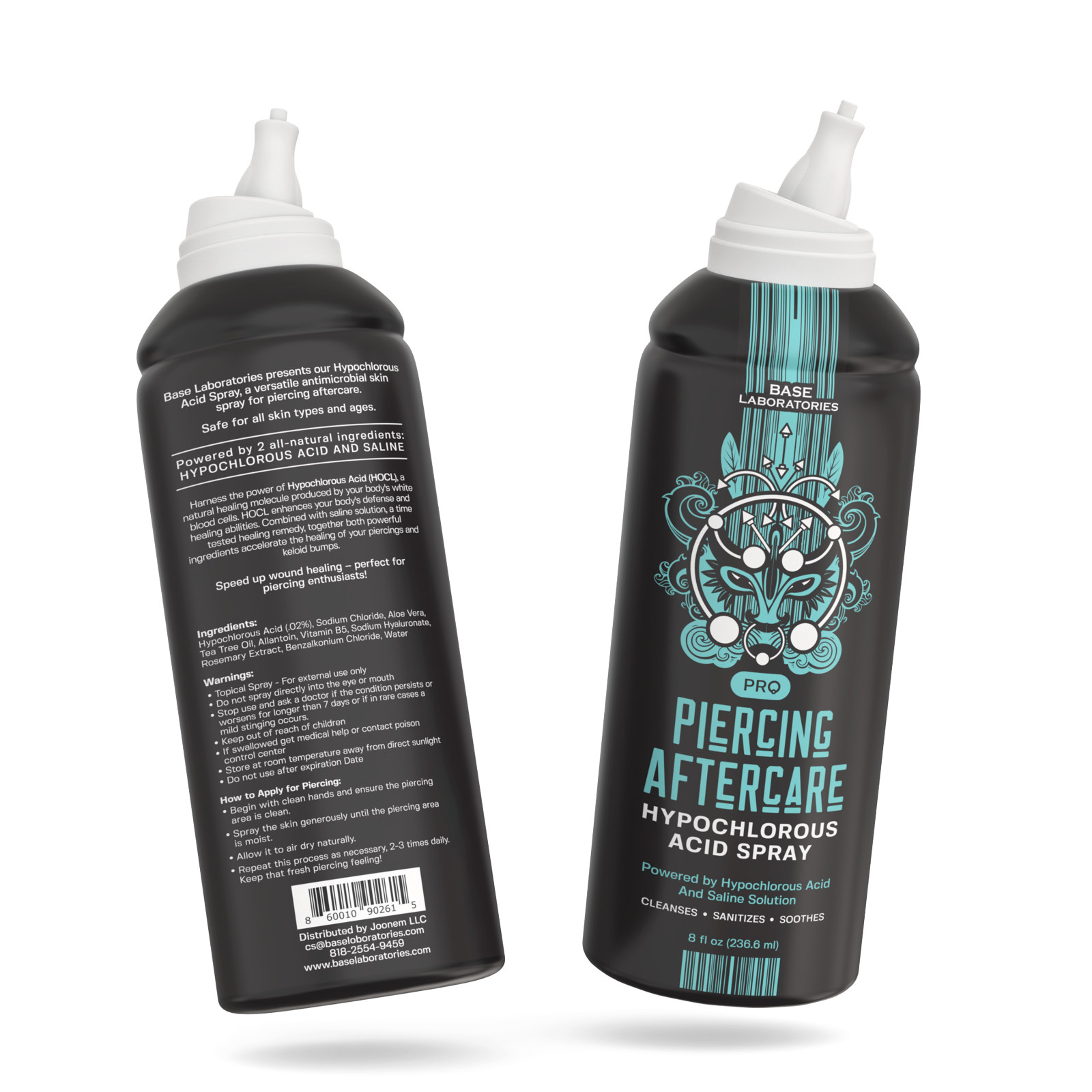 Base Labs Piercing Aftercare Hypochlorous Acid Spray - For All Body Piercings