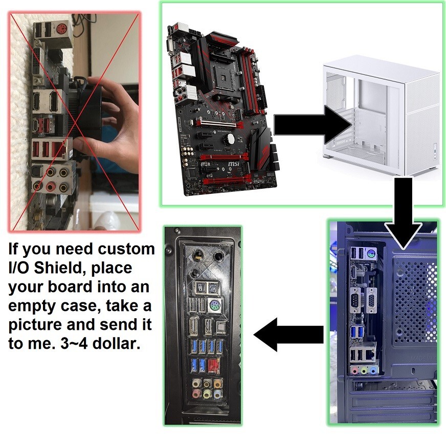 Asus X58 Sabertooth IO Shield, 3D Printed, I/O Backplate