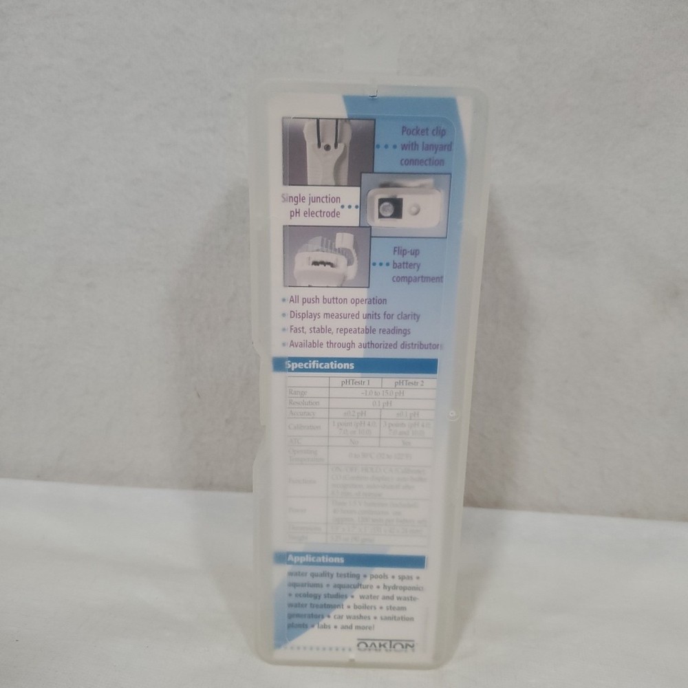 Oakton Instruments PhTestr2 Ph Tester Model 35624-20 w/ Case Batteries Instructn