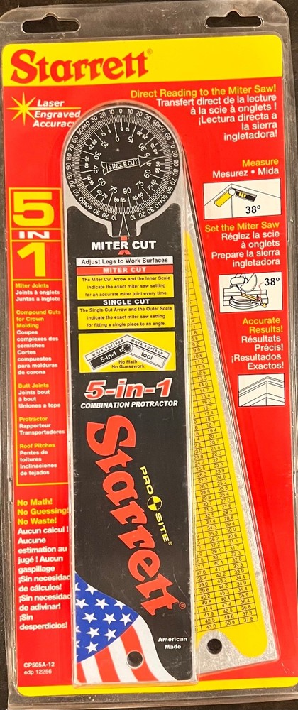 PROSITE Starrett CP505A-12 (12256) 5-in-1 Combination Protractor