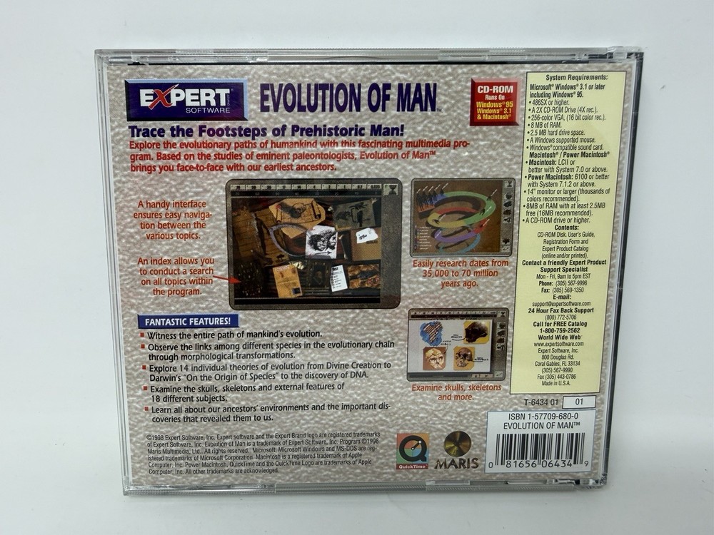 Evolution Of Man Expert Software CD-ROM Windows 95 - MINT Disc!