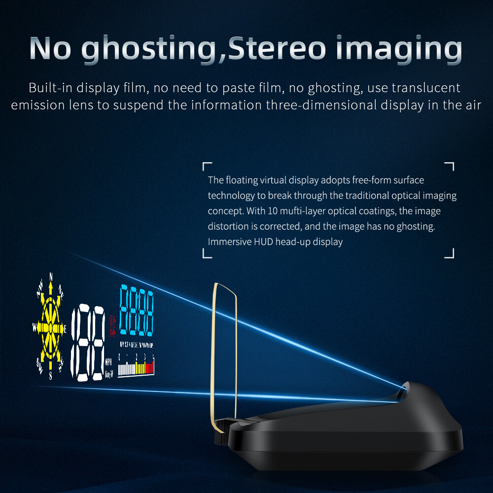 HUD Head Up Display OBD GPS Projector Overspeed Warning Wide Viewing Angle C5