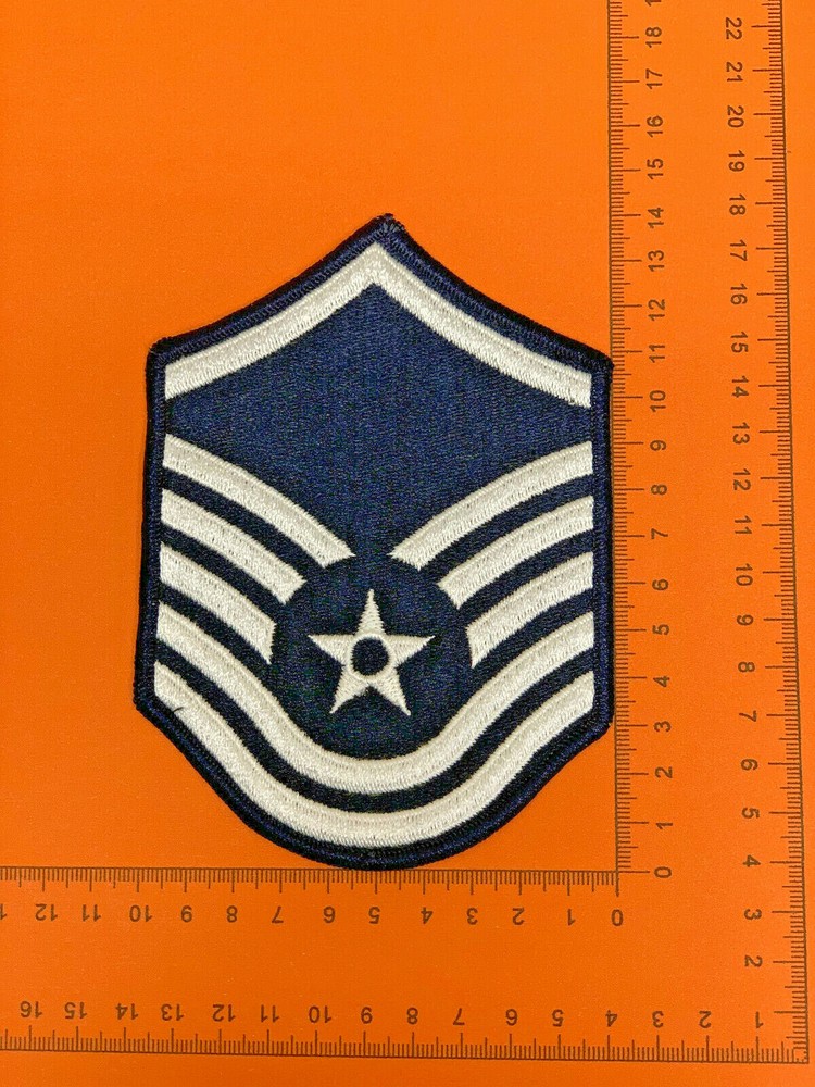 2 USAF U.S. AIR FORCE MASTER SERGEANT EMBROIDERED BLUE PATCH PAIR NEW 8219