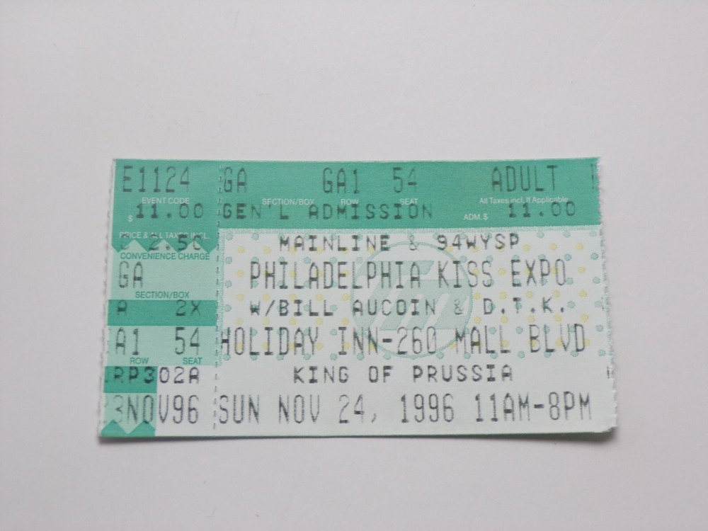 KISS Ticket Stub 1996 Philadelphia Expo Bill Aucoin Pennsylvania Vintage Kiss