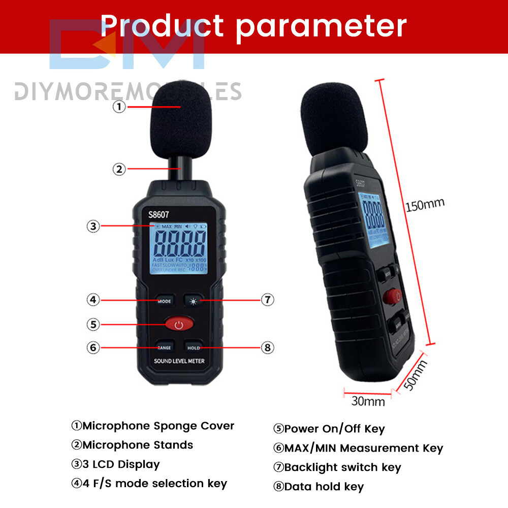 Handheld Sound Level Meter Decibel Meter Logger Noise Detector Tool 30-130dB
