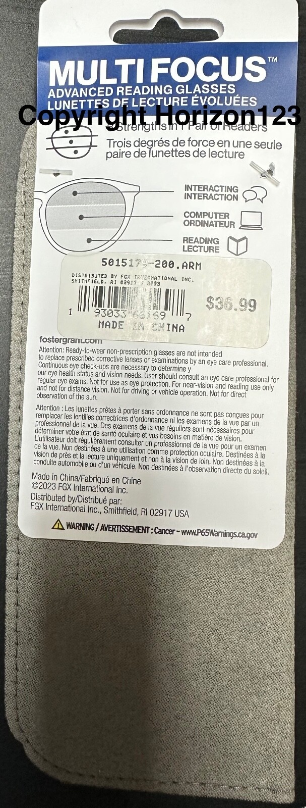 🔴Foster Grant James Multifocus Progressive Black Reading Glasses-PICK STRENGTH