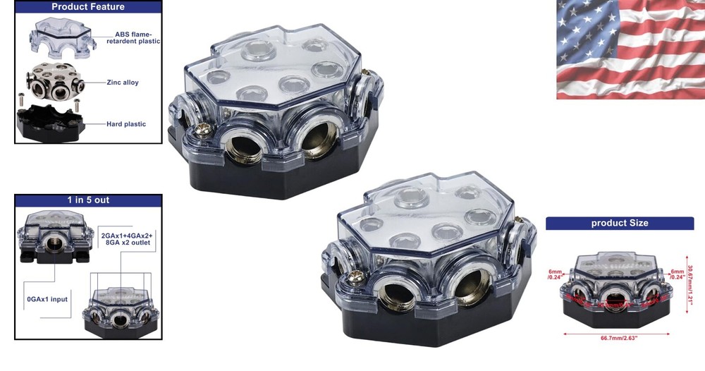 Lightweight Flame Retardant Power Distribution Block - 2pc Set for Audio Systems