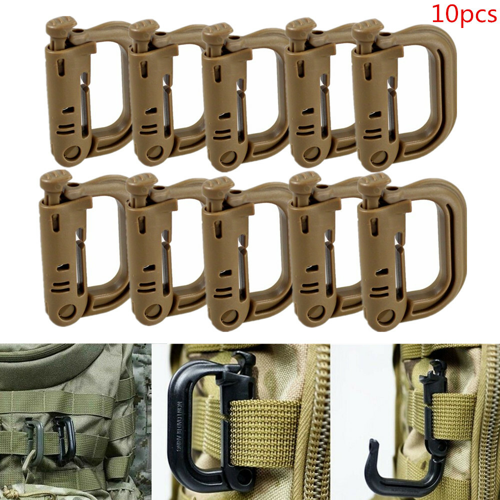 10pcs Tactical Backpack D-Ring Attachment Clips for Molle Buckle Bag Quick Lock