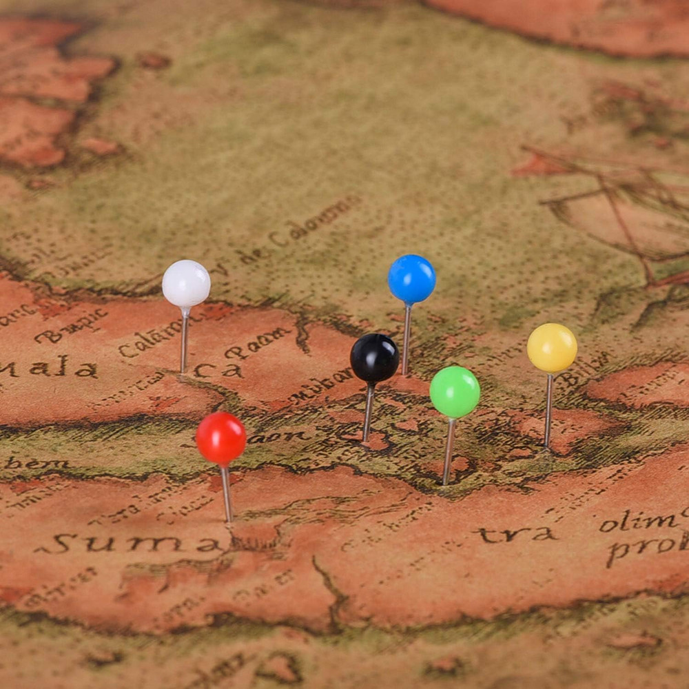 500 Pieces Map Push Pins Map Tacks Plastic round Head Tacks with Steel Points