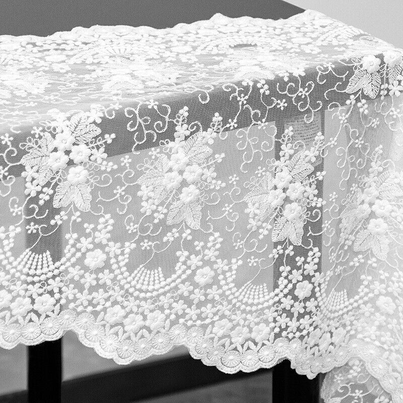 White Vintage Embroidered Lace Table Runner Dresser Scarf Doily Wedding Party