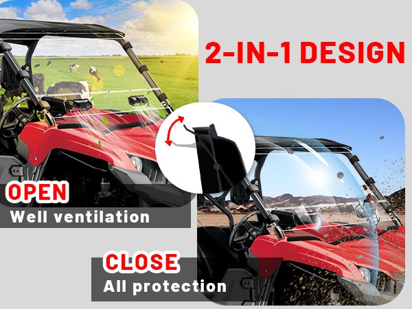 Scratchproof Front Windshield Vent Window For Yamaha Viking/Viking VI 2014-2025