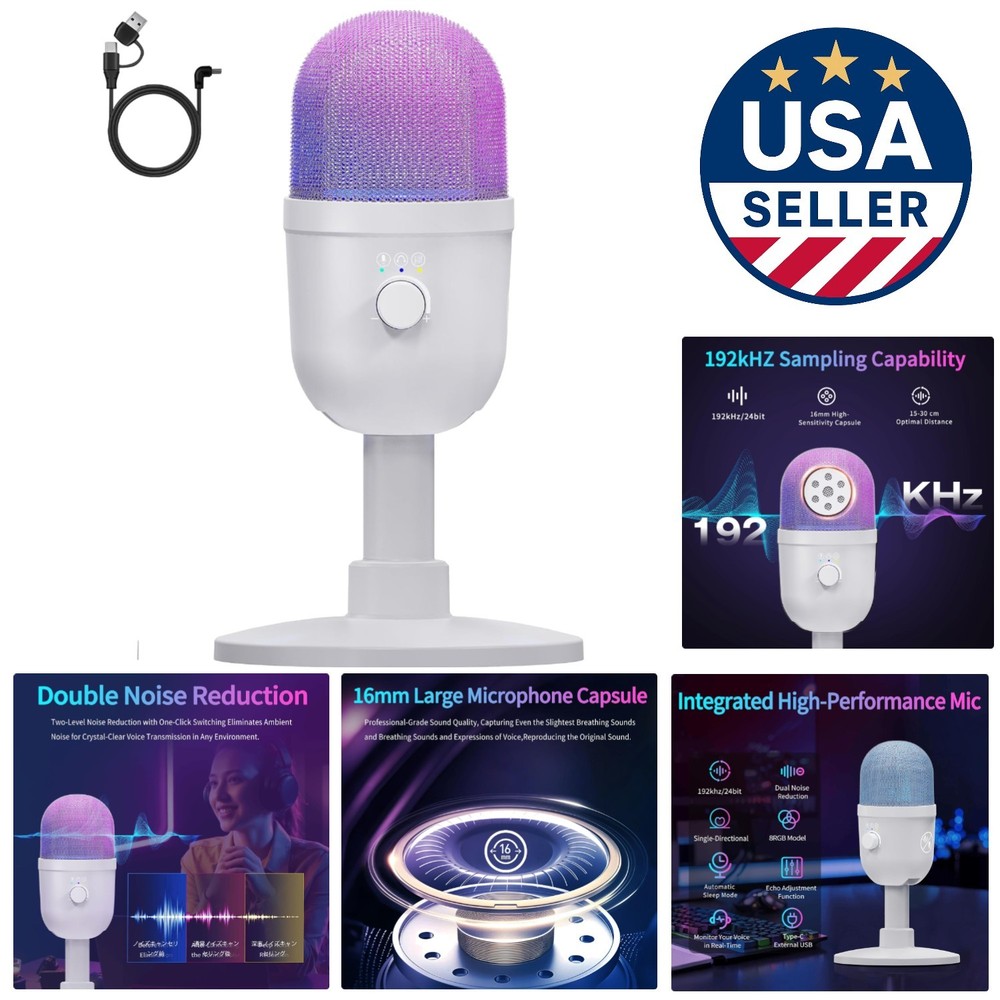 Pro USB Gaming Microphone with Real-Time Control & Advanced Noise Reduction