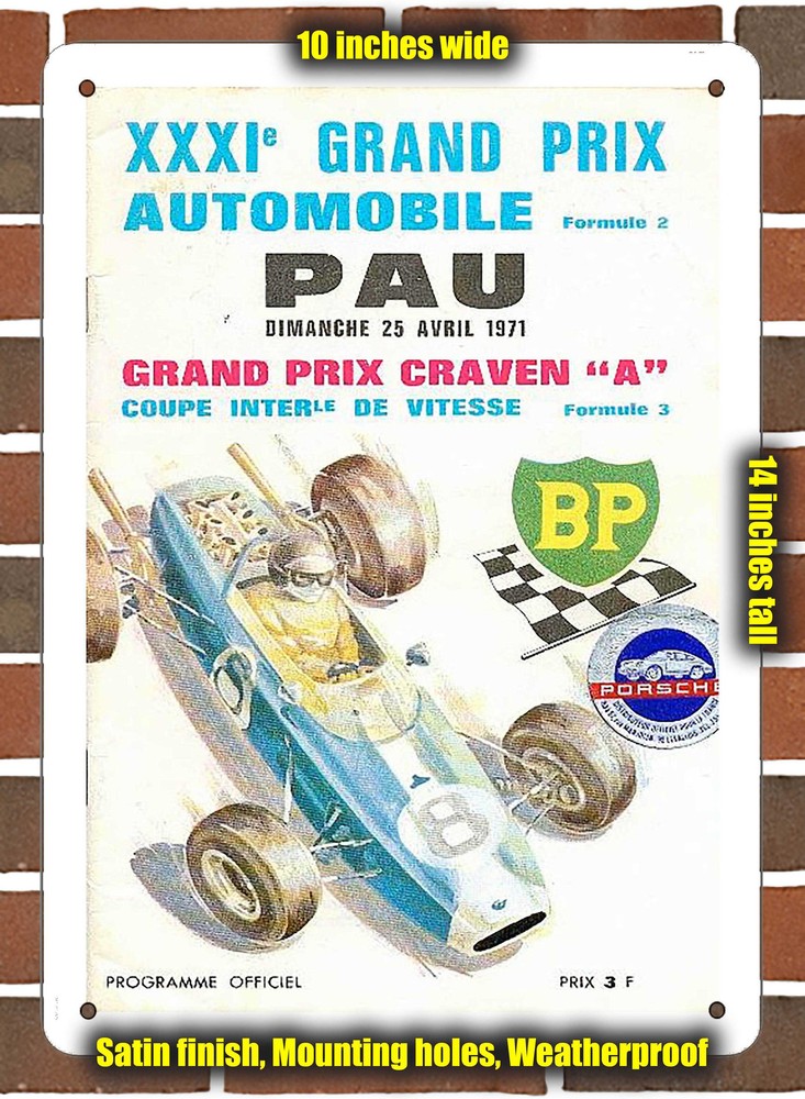 Metal Sign - 1971 Pau Racing Program - 10x14 inches