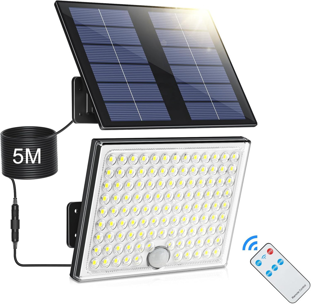 Solar Light with Motion Sensor Outdoor LED Spotlight with IP65 Remote Control