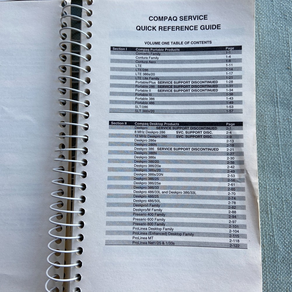 Compaq Computer Quick Reference Guide Volume One 25 Edition 1989 1996 Vintage