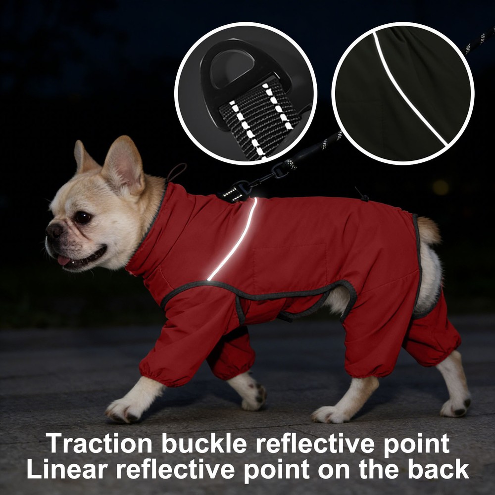 Night Reflective Four Legged Coat Winter Windproof Coat Strap Hole Dog Jacket