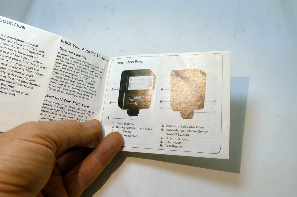 Sunpak Auto 111 Thyristor flash Instructions guide manual English EN