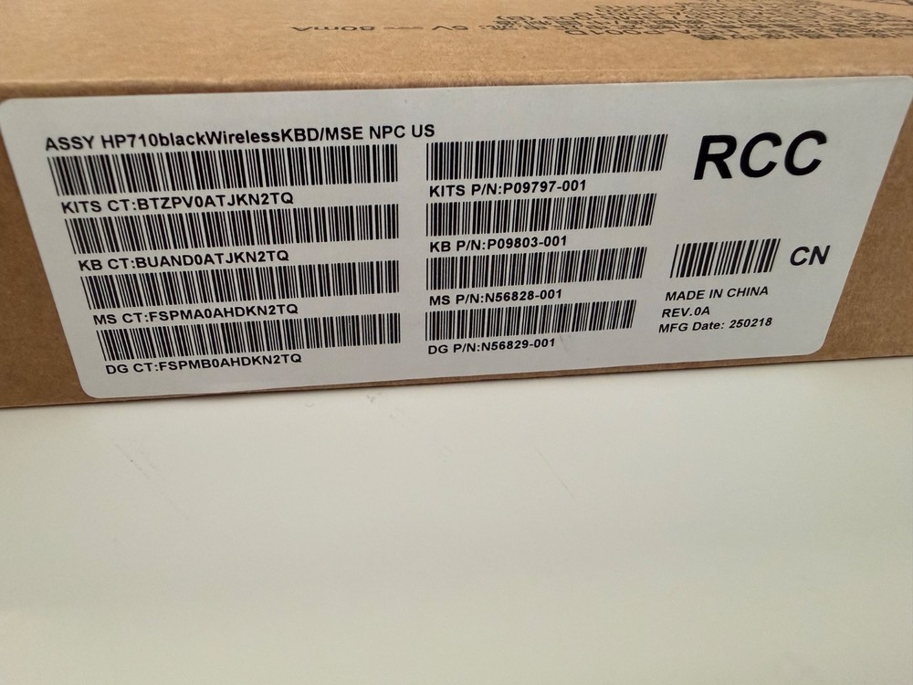 HP 710 Wireless Keyboard Mouse Combo Black USB Receiver New Open Box