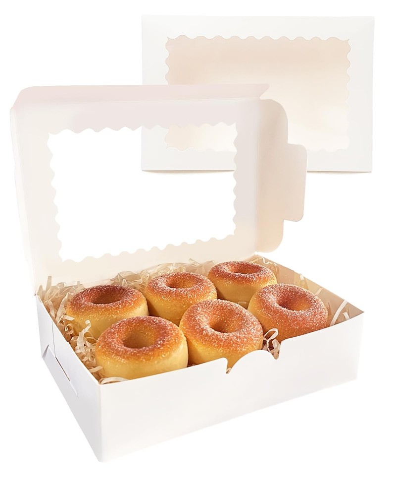 qiqee 9x6x2.5 Inch White Cookie Box with Window 15Pcs inches,