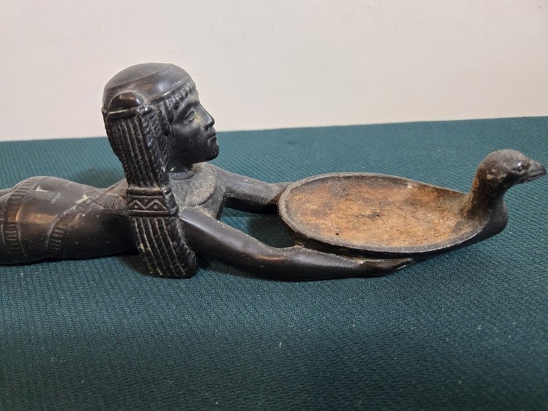 Collectible Vintage Figural Egyptian Revival Women Metal Incense Burner