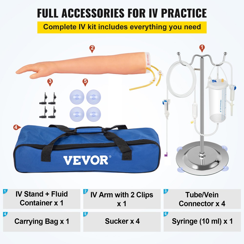 VEVOR IV Practice Kit Phlebotomy Venipuncture Practice Arm for Students Nurses