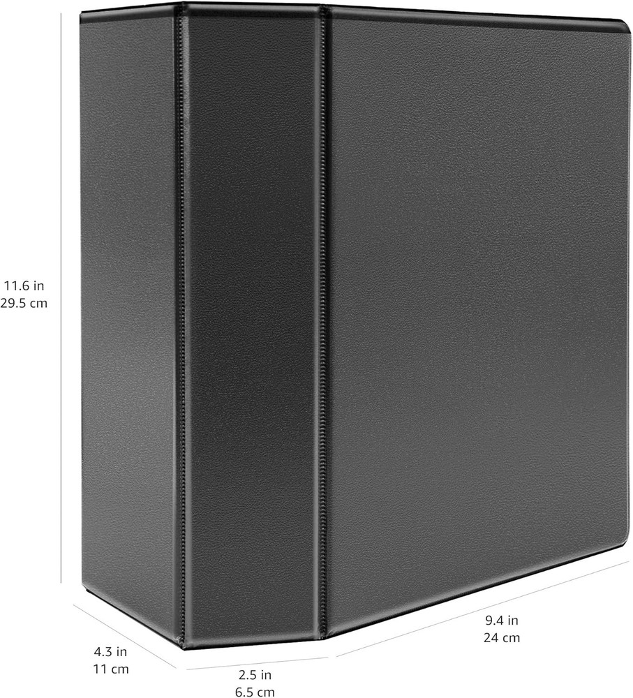 5 inch Binder Heavy Duty 3 Ring Customizable View D-Ring 2-Pack Black