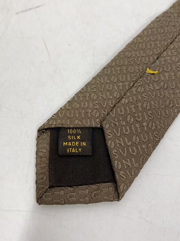 LOUIS VUITTON Necktie Silk BRW All-over Pattern Men's