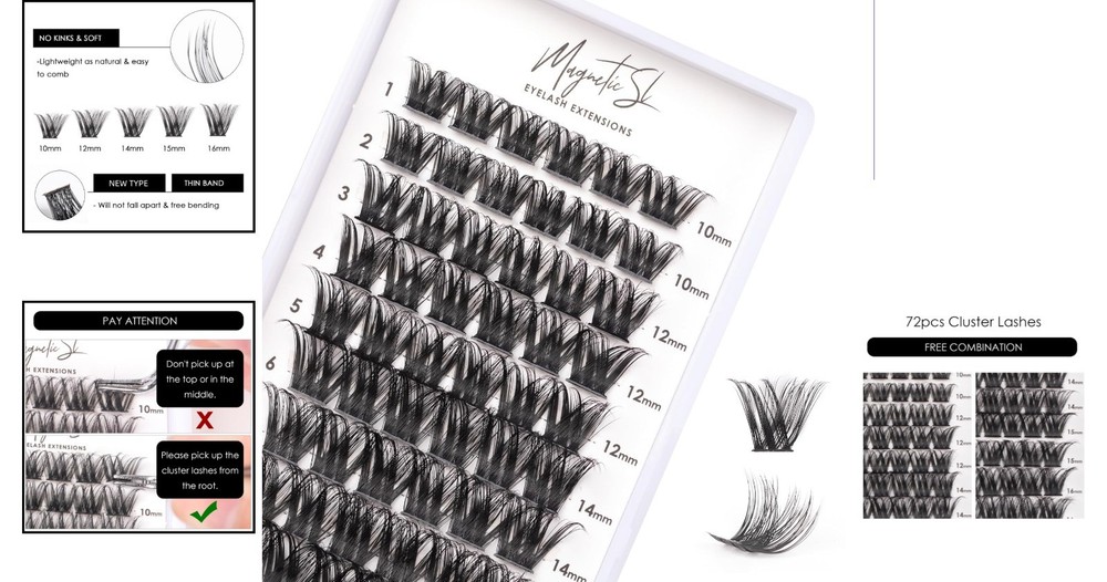 Comfortable 72-Piece Cluster Lashes - Reusable Eyelash Extensions for Every Look