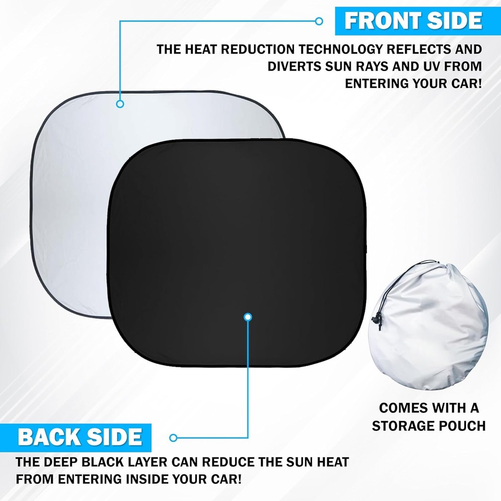 2Pcs Car Foldable Windshield Sun Shade SUV Front Window Interior Sun Protection