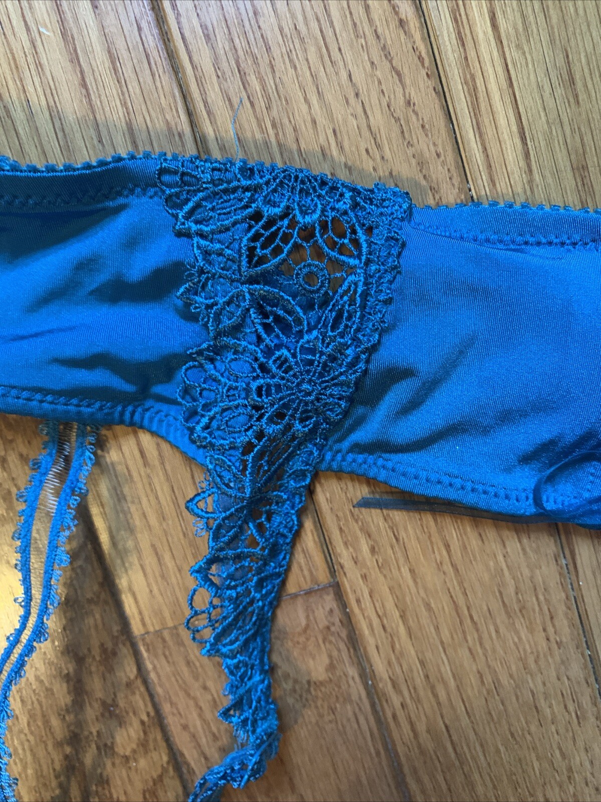 NWT FELINA Lingerie Crochet LACE GARTER BELT Teal 2148 P/S