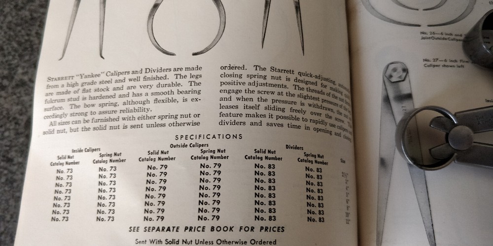 nice STARRETT 4" 73 + 79 Inside + Outside Calipers